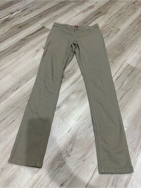 Dickies Women’s Khaki Straight Leg Work Pants Size 12 Beige Stretch Chino Casual
